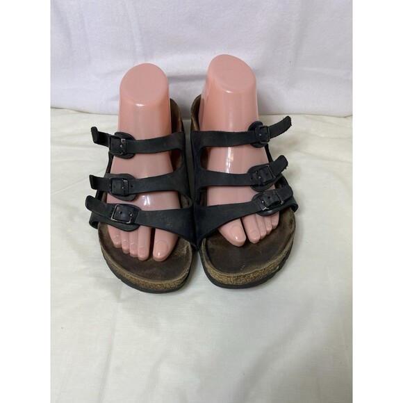 Birkenstock 3 Strap Leather Sandals Black Unisex W's 9 M's 7 EU 40 - Picture 1 of 7